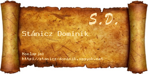 Stánicz Dominik névjegykártya
